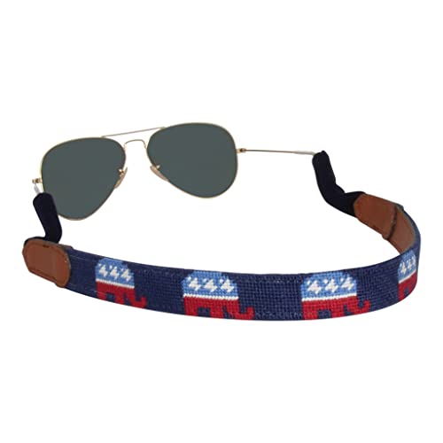 Image of Leather Hand-Stitched Needlepoint Sunglass Strap Retainer