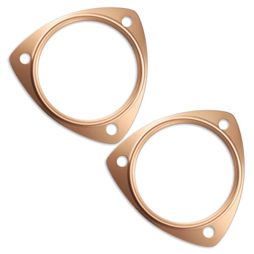 HABNVUON 3.5 Inch Copper Header Exhaust Collector Gaskets, Exhaust Gasket, Copper Header Collector Flange Gaskets Reusable Manifold Parts, Car Exhaust Pipe Gasket Compatible with BBC SBC (3.5Inch)