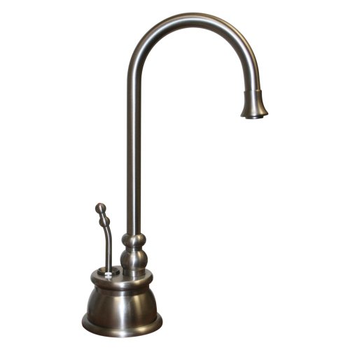 Image of Whitehaus WHFH-H4540-BN Forever Hot 4 1 /8-Inch Instant Hot Water Dispenser with Gooseneck Spout and Self Closing Handle, Brushed Nickel