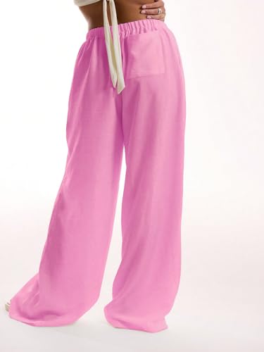 Image of RoseSeek Women's Beach Cover Ups Wide Leg Loose Linen Pants Swimsuit Coverup Summer Vacation Outfits 2026
