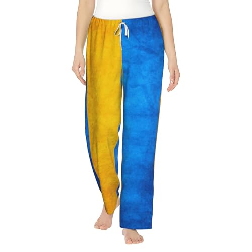 Pantalon de pyjama de Noël femme flanelle chaud et confortable imprimé drapeau ukrainien