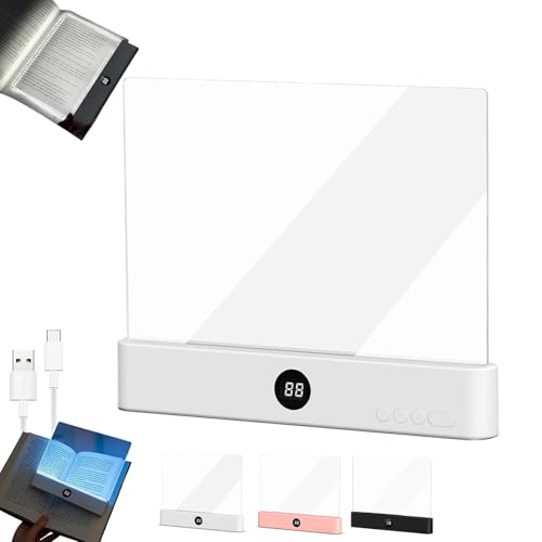 Consejos para Comprar In bed favoritos de las personas. 35 Flat book light, Smart Led Book Light, 2026 New Rechargeable Clear Full Page Reading Light 3 Colors & Timer Dimmable Panel, Book Light for Reading in Bed (White)
