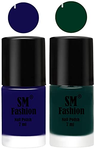 Image of Long Lasting Nail Polish | Nail Paint Combo 7 ml Each) - Set of 2 Dark Blue-Dark Green