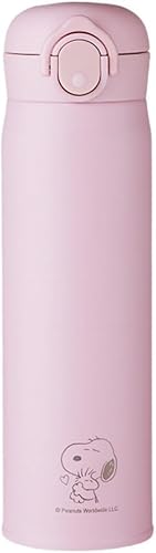 スヌーピー 水筒 スマートボトル 500ml 保温 保冷 温度表示 スマートマグ ワンタッチ 大容量 可愛い 316ステンレス おしゃれ 学生 通学 真空断熱 抗菌加工 スリム ウォーターボルト (ライトピンク)