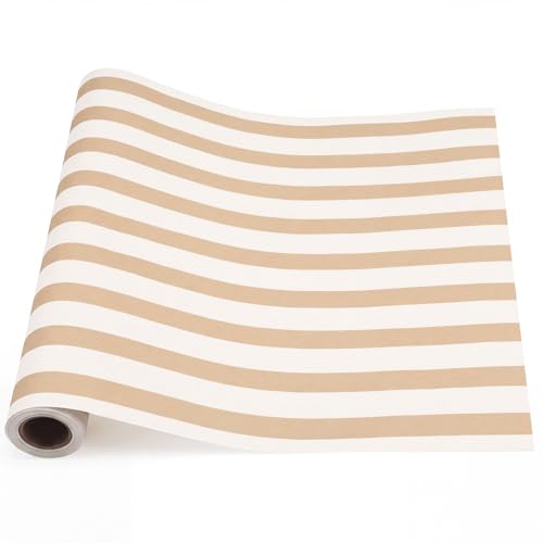 AmazingSpark Striped Table Runner Roll,Kraft,25' Long X 16" Wide