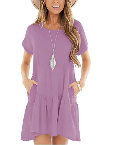 Minclouse Women's Short Sleeve Flowy Swing T Shirt Dress Baby