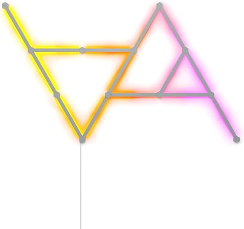 Lines Starter Kit 60 gradi, 15 barre luminose intelligenti LED RGBW – retroilluminato modulare Wi-Fi cambia colore luci da parete, musica e sincronizzazione schermo, funziona con Alexa Google