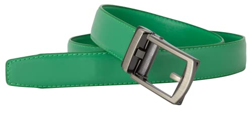 Leather Ratchet Belt for Women, Trim to Fit 18"- 44" Waist, Automatic Slide Buckle, No Holes, Gift Box (W726 Gunmetal/Forest Green 30mm width, Small)4