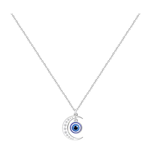 cotigo- Collar Ojo Turco Amuleto de Protección Espiritual con Piedra Azul – Contra el Mal de Ojo | Nazar | Ojo Griego |Collar de proteccion para Mujer y Hombre. (CON LUNA)