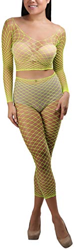 Image of ToBeInStyle Women's Spandex Multi Net Fishnet Set Rave Novelty Party Crop Top & Tights