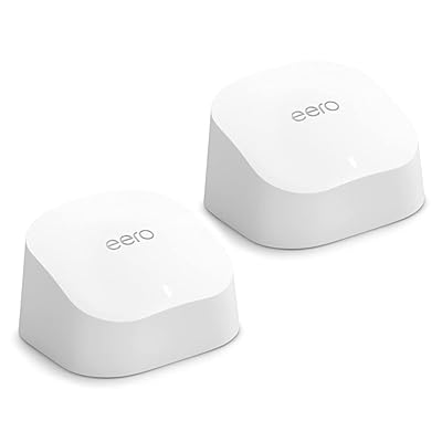 Amazon eero 6 mesh wifi system - Supports internet plans up to 500 Mbps, Coverage up to 4,500 sq. ft., Connect 75+ devices, 3-pack (1 router + 2 extenders)