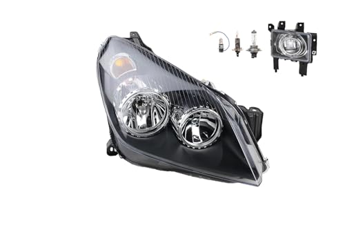 Johns, Phare halogène avant pour Opel Astra H 03/04- H7 H1 passager droit + phare antibrouillard + ampoule