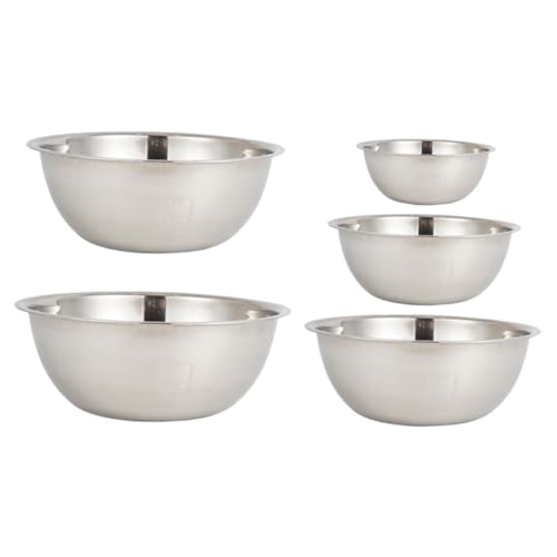 Cabilock 5 Piezas cuenco mixing bowl bowls tazones para mezclar con tapas tazones para servir con tapas nimiedad bol accesorio de cocina tazón para mezclar alimentos Acero inoxidable Silver
