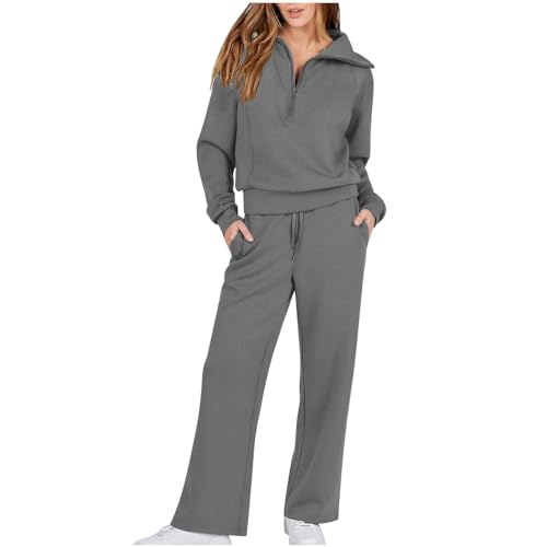 Tenues 2 pièces pour femme grande taille sweat-shirt zippé et pantalon large