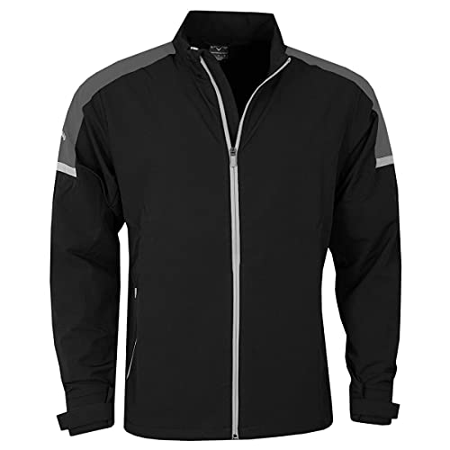 Image of Callaway Golf Mens Shoulder Block Golf Wind Jacket - Caviar - S