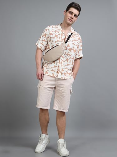 Image of StitchX Men's Half Sleeve Camo Printed Linen Look Shirt