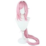osseoca Elysia Wig Pink Straight Long Synthetic Hair 120cm Lifelike Party Natural Cosplay Wigs with Bangs (A)