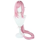 osseoca Elysia Wig Pink Straight Long Synthetic Hair 120cm Lifelike Party Natural Cosplay Wigs with Bangs (A)