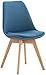 CLP Chaise De Cuisine Linares avec Surface en Plastique Et Revêtement en Similicuir/Tissu/Velours I Chaise avec Piètement en Bois De Hêtre, Couleur:Bleu, matière:Tissu