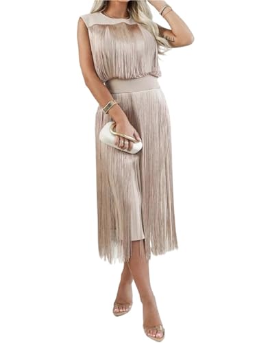 Robe de soirée coupe trapèze et style mode gland pour un look printemps été unique