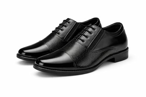 Image of BROADX Men's Stylish Comfortable Black Leather Dress Shoes, 8000B Lace up Formal Shoe's Elegant & Comfortable Office Wear Oxford Style Color Black