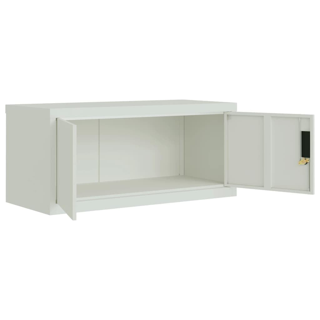 Générique Raccoglitore grigio chiaro 90 x 40 x 130 cm in acciaio con 2 ripiani regolabili, chiudibile per la sicurezza dei file, spazio per scrivania spazioso e durevole