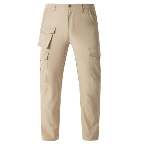 Mens Cargo Work Pants Relaxed Fit Waterproof Outdoor Hiking Tactical Trouser Ripstop Straight Leg Pants Multi Pockets
