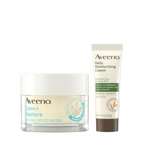 Aveeno Sensitive Skin Moisturizer Bundle, Calm + Restore Oat Gel Facial Moisturizer, 1.7 oz, & Trial...