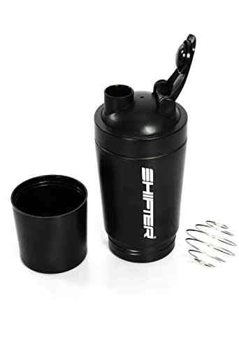 Image of SHIFTER Steel Shaker Bottles for Protein Shake, Gym Bottles for Men Protein Shaker Bottle for Gym Shaker Bottles for Gym Bottle Gym Water Bottle for Men Shaker Steel Shaker Bottle (BLACK-COMPARTMENT)