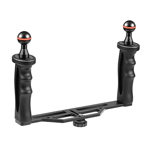 Pasuihcay Dual Handles Aluminium Alloy Tray Stabilizer for Underwater Camera Housings Diving Camera Bracket