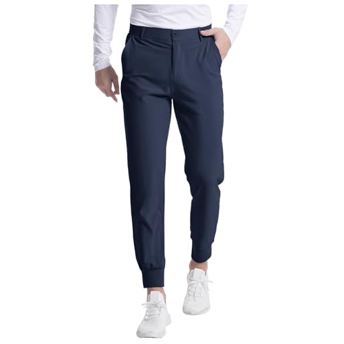 WAZHAKU Pantaloni da golf da uomo, impermeabili, da golf, vestibilità stretta, slim fit, elasticizzati, lunghi, da golf, da golf, elasticizzati, slim fit, per il tempo libero, Blu scuro, M