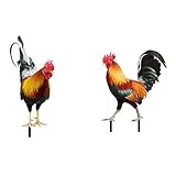 Altsuceser Acrylic Rooster Garden Stake Rooster Animal Stakes Chicken Yard Art, Colorful Realistic C