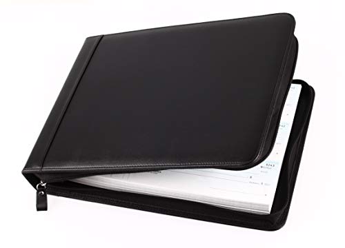 2Fold Zippered Business Check Binder 7 Ring For 3-Up Business Size Checks With Extra Business Card Case - Pu Leather Deluxe 7 Ring Checkbook Binder Portfolio With 600 Check Capacity And Storage #TOP5