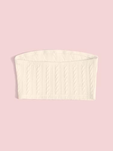 Image of SweatyRocks Girl's Casual Solid Textured Bandeau Tube Top Strapless Slim Fit Ribbed Crop Tops White 9Y