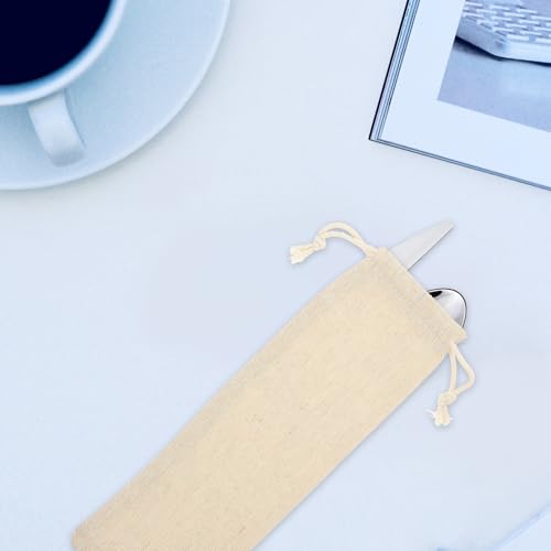 Bolsa de vajilla de algodón beige para proteger tus cubiertos limpios en cualquier lugar 6