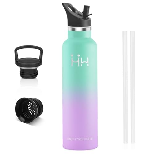 HAPPDA 水筒 1リットル 保冷保温 ストロー 大容量 真空断熱 炭酸対応 広口 洗いやすい 軽量 漏れ防止 コーヒー対応 ステンレスボトル ハンドル付き スポーツ アウトドア オフィス 部活 子供 大人 男の子 女の子