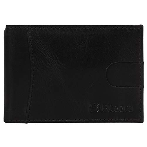 Pitaara Genuine Leather Slim Hand Crafted Minimalist Front Pocket Bifold Wallet with RFID Blocking and Money Clip For Men