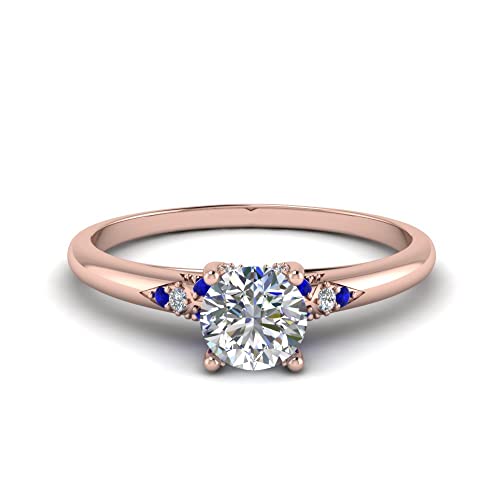 Image of Choose Your Gemstone Petite Dome Engagement Ring Rose Gold Plated Round Shape Petite Engagement Rings Everyday Jewelry Wedding Jewelry Handmade Gifts for Wife US Size 4 to 12