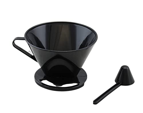 Gourmet Style Single Cup #2 Cone Style Pour Over Coffee Brewer Dripper, Portable Easy To Use Coffee Maker Filter Type BPA-Free With Included Coffee Scoop Rich Cafe