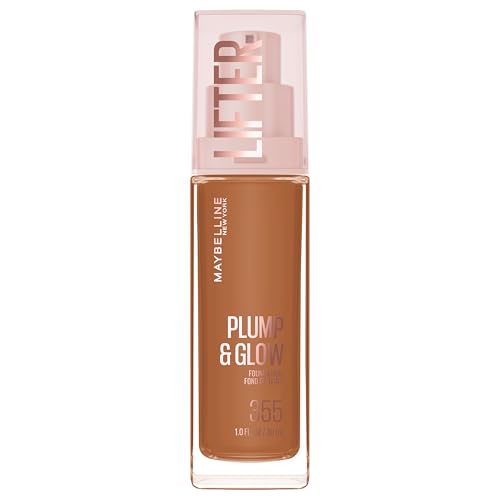 Image of Maybelline Lifter Plump & Glow Foundation, Liquid Foundation with 2% Niacinamide + Hyaluronic Acid, Plumping and Brightening Face Makeup, 355, 1 Count