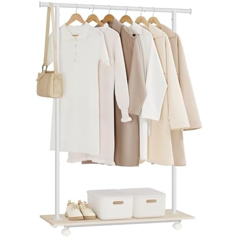 SONGMICS Portable Clothes Rack with Wheels Cover