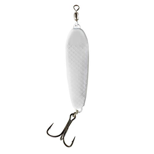 War Eagle Custom Lures Jigging Spoon Fishing Lure with Built-in Swivel and EWG Treble Hook, White, 7/8 oz