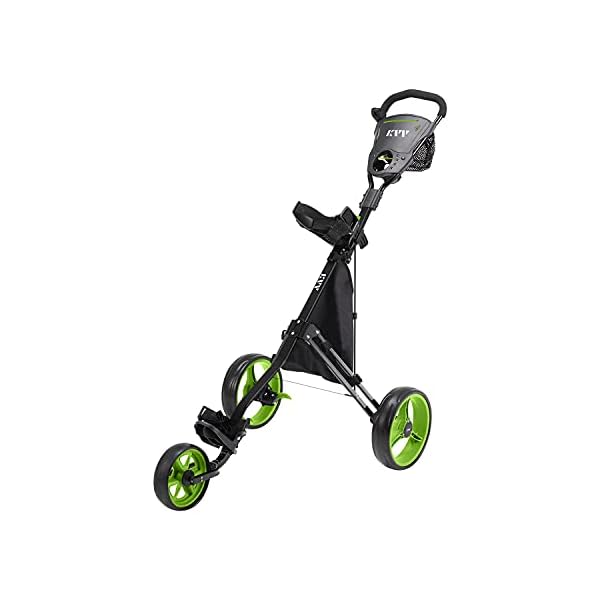 KVV Foldable Lightweight 3 Wheel Golf Cart with Stylish Scorecard Holder, Storage Bag-Easy to Open and Close