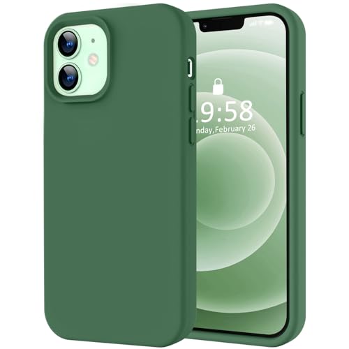 Image of LOVE 3000 Designed for iPhone 12 Case /iPhone 12 Pro Case, Premium Silicone with [Soft Anti-Scratch Microfiber Lining] Shockproof Protective Phone Case for Men Women Girls 6.1 inch, Green