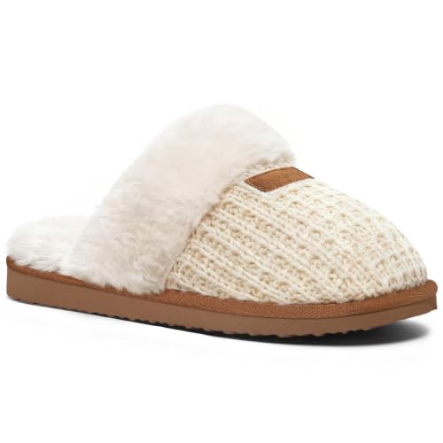 Image of Litfun Fuzzy Memory Foam Slippers for Women Indoor Outdoor House Shoes