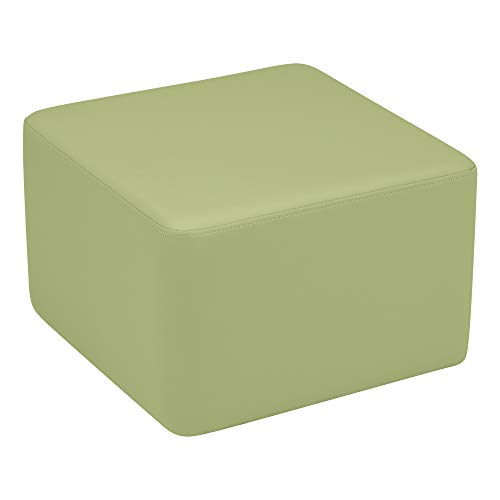 Image of Sprogs 12 inch H Structured Cube Stool -Flexible Modular Collaborative Soft Seating for Office, Home, Lounge and School Classrooms with Durable Frame & Set of 2 inch Casters Add-on -Fern Green