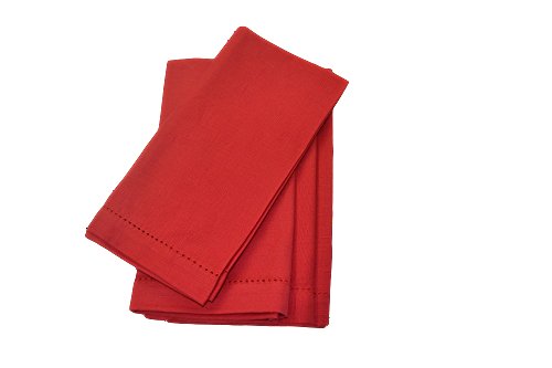 Hemstitch Dinner Napkins Red 1 Dozen