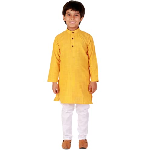 Boy's Indian Kurta Set | Kids Ethnic Wear | Cotton | Printed Line | Mandrain Coller (S-155)