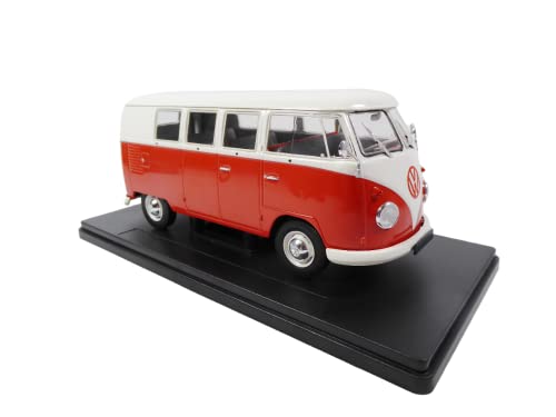 OPO 10 - 1/24 Scale Metal Miniature Car Toy, Volkswagen T1 Combi 1960, Vehicle & Base, Adults, Red - Image 4