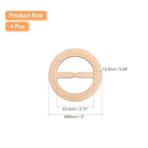 Image of uxcell 4 Pcs T-Shirt Clips, 80mm Wood Scarf Ring Clip Round Tie Circle Clip Buckle Fashion Clothes Corner Knotted Button for Women's Silk Clothing Decoration, Wood